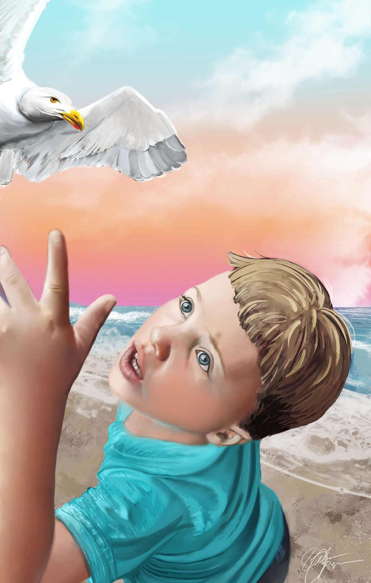 Reaching For A Seagull - Debra Whelan Art